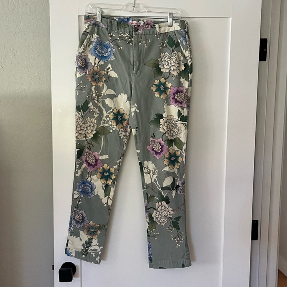Johnny Was Pants - JOHNNY WAS Swingline Women's Ankle Pants Size 8 Floral Print Cotton Twill